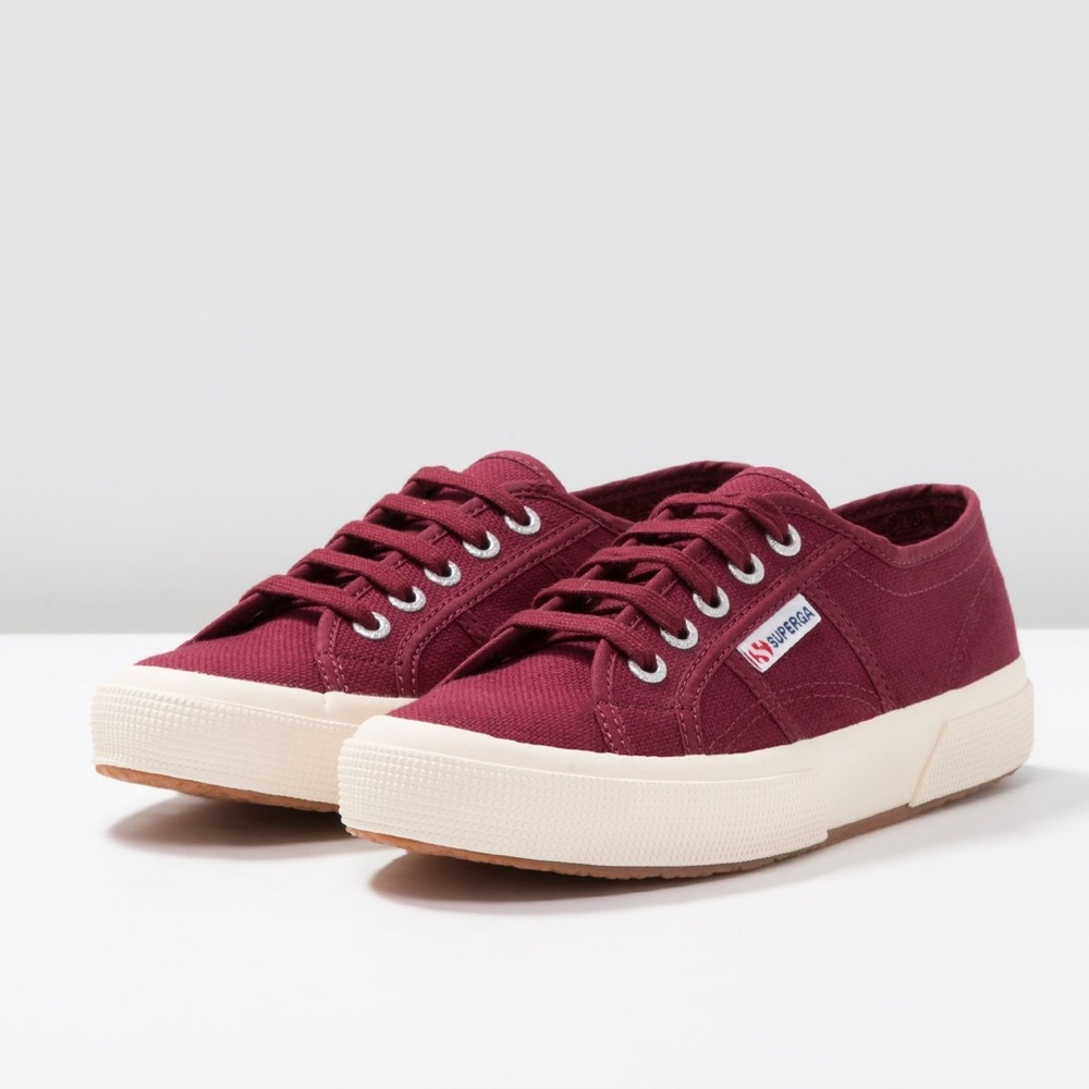 Superga Burgundy Canvas Low-Top Sneakers with Cream Sole